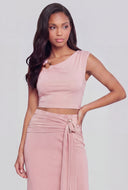 Kinley Asymmetrical Metallic Crop Top