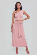 Kinley Asymmetrical Metallic Crop Top