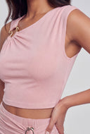 Kinley Asymmetrical Metallic Crop Top