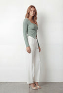 Square Neck Textured Knit Blouse