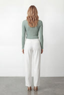 Square Neck Textured Knit Blouse