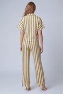 Striped Textured Wide-Leg Pants