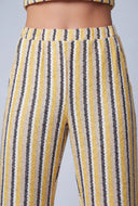 Striped Textured Wide-Leg Pants