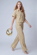 Striped Textured Button Front Shirt
