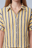 Striped Textured Button Front Shirt