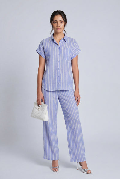 Striped Drawstring Wide Leg Pants