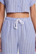 Striped Drawstring Wide Leg Pants