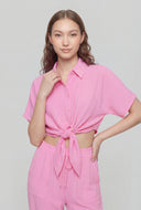Kyra Tie Front Crepe Shirt