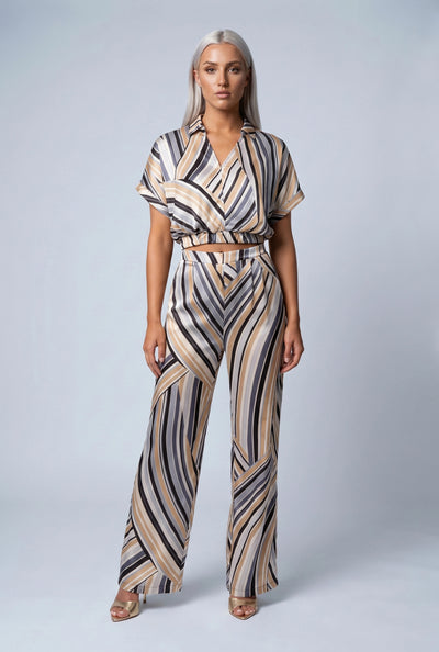 Analeia Striped Satin Palazzo Pants