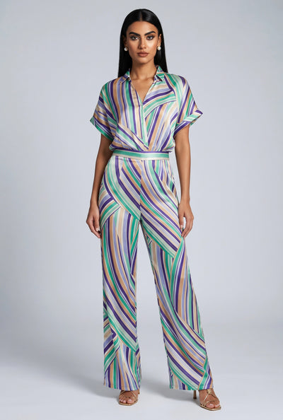 Analeia Striped Satin Palazzo Pants