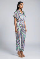 Analeia Striped Satin Palazzo Pants