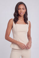 Sleeveless Crepe Peplum Blouse