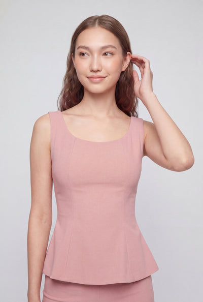 Sleeveless Crepe Peplum Blouse