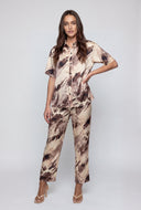 Marbled Satin Button Front Shirt