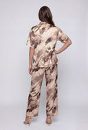 Marbled Satin Button Front Shirt
