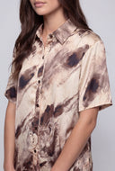 Marbled Satin Button Front Shirt
