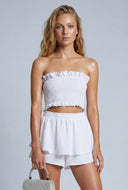 Pearl Smocked Crop Tube Top