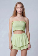 Pearl Smocked Crop Tube Top