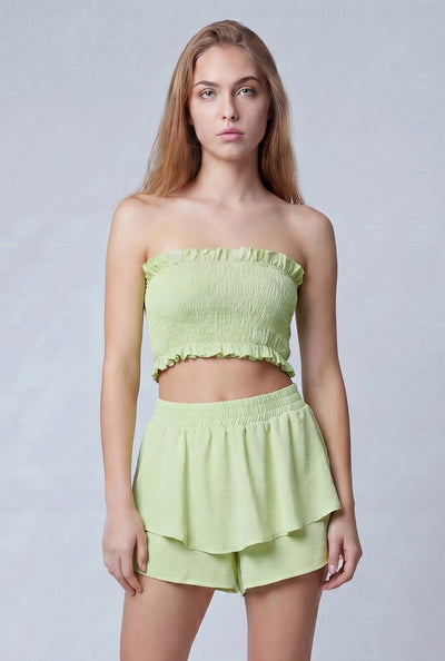 Pearl Smocked Crop Tube Top