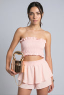 Pearl Smocked Crop Tube Top