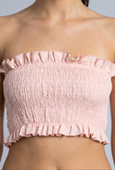 Pearl Smocked Crop Tube Top