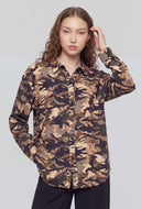 Camo Crepe Button-Front Shirt