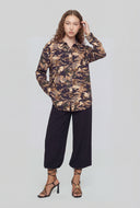 Camo Crepe Button-Front Shirt