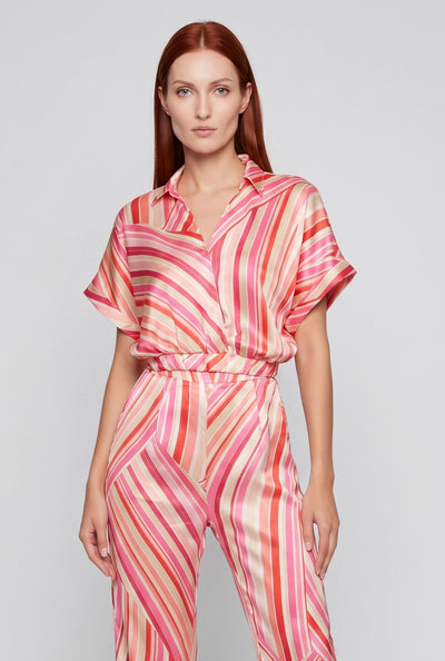 Analeia Striped Satin Blouse