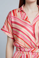 Analeia Striped Satin Blouse
