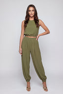 Cattleya Crepe High Waist Joggers