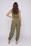 Cattleya Crepe Elastic Waist Crop Blouse