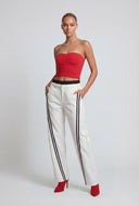 Striped Contrast Waist Cargo Pants
