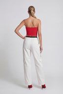 Striped Contrast Waist Cargo Pants