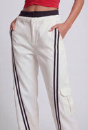 Striped Contrast Waist Cargo Pants