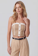 Marleigh Contrast Trim Strapless Crop Top