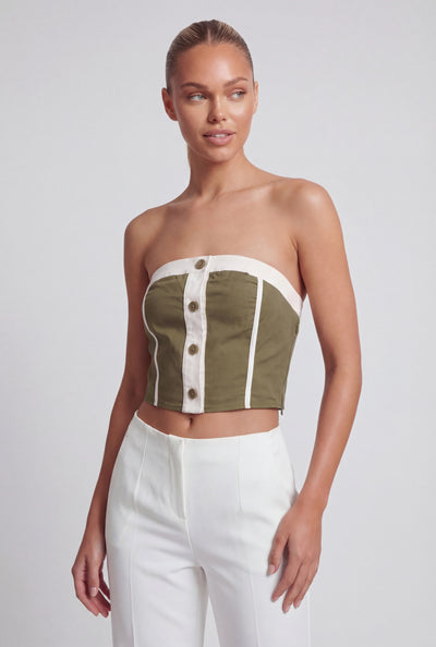 Marleigh Contrast Trim Strapless Crop Top