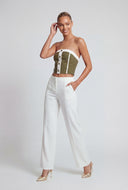 Marleigh Contrast Trim Strapless Crop Top