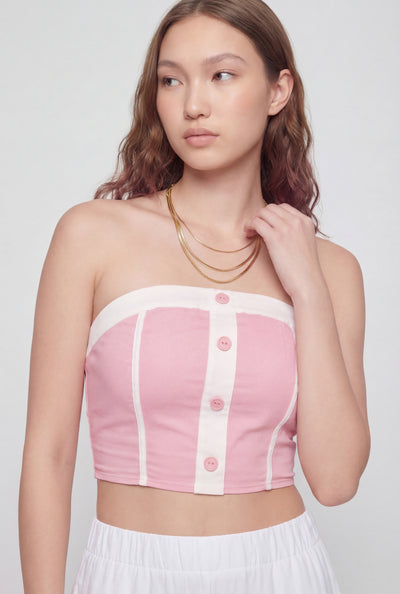 Marleigh Contrast Trim Strapless Crop Top