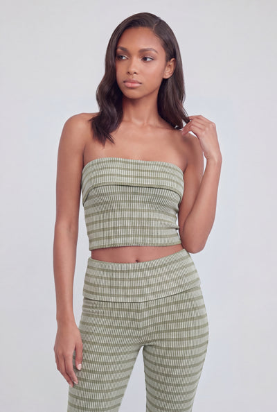 Liberty Striped Fold Over Tube Top