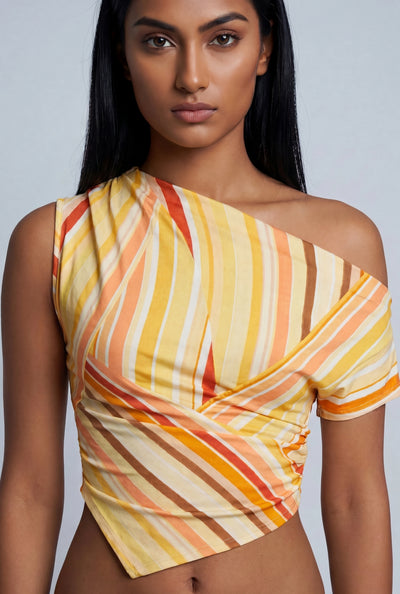Swirl Print Asymmetrical Top