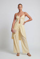 Sienna Striped Poplin Plunge Flyaway Blouse