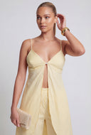 Sienna Striped Poplin Plunge Flyaway Blouse