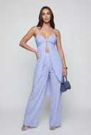 Sienna Striped Poplin Plunge Flyaway Blouse