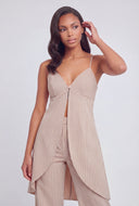 Sienna Striped Poplin Plunge Flyaway Blouse