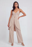Sienna Striped Poplin Plunge Flyaway Blouse