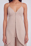 Sienna Striped Poplin Plunge Flyaway Blouse