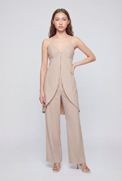 Sienna Striped Poplin Straight-Leg Pants