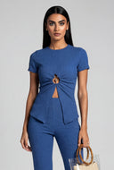 Delaney Textured Keyhole Top