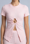 Delaney Textured Keyhole Top