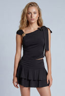 Flower Detail Asymmetrical Top